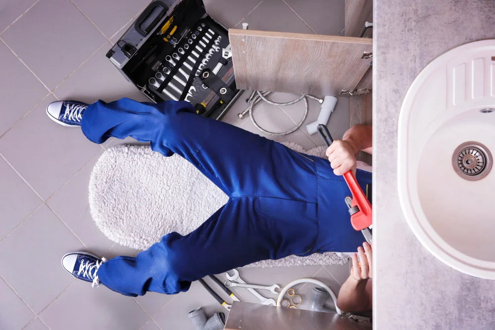 Emergency plumber clearing blocked drain quickly